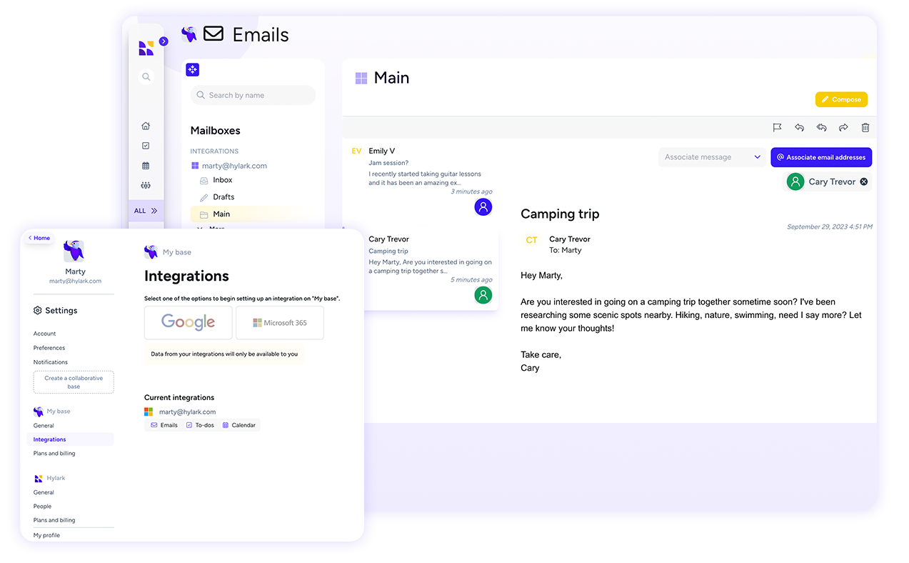 Emails and integration
